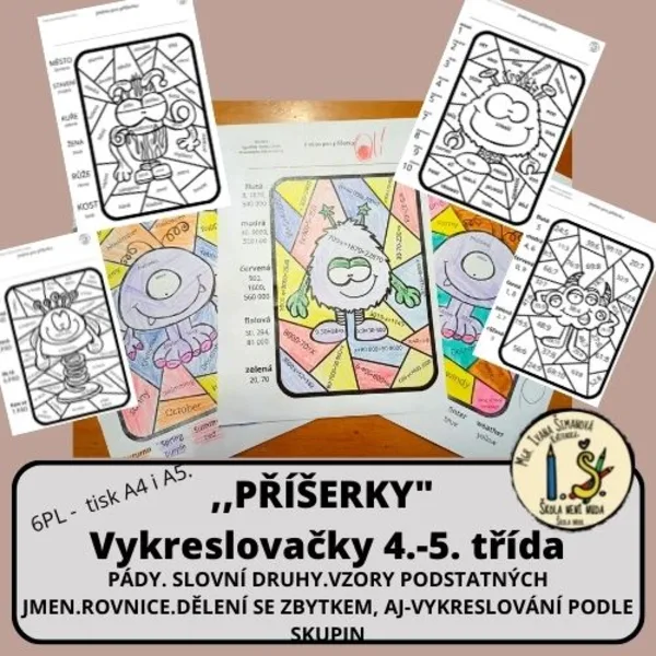 Příšerky - vykreslovačky 4.-5. třída - M, ČJ, AJ 1