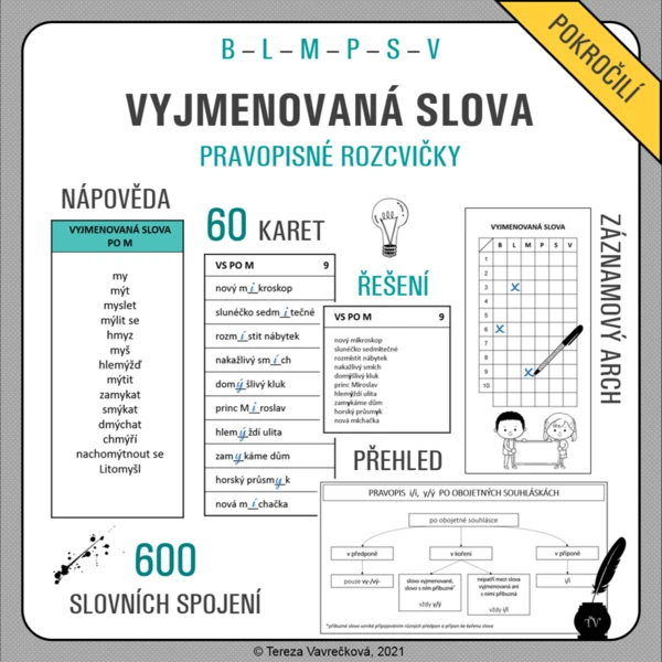 Vyjmenovaná slova - testy (karty) 1