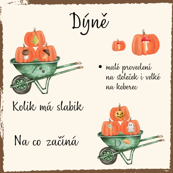 Dýně - počet slabik, počáteční hlásky (písmena) ve slovech 1