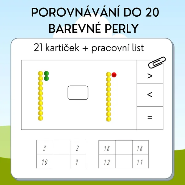 Porovnávání do 20 - barevné perly 1