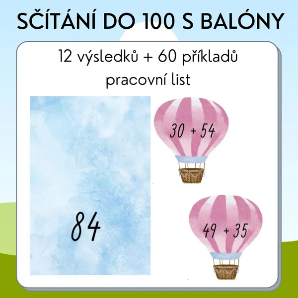 Sčítání do 100 s balóny 1