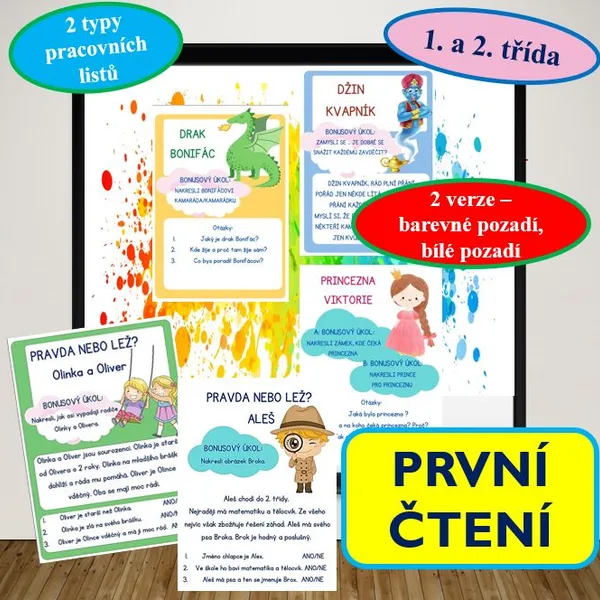PRVNÍ ČTENÍ - pracovní listy (práce s textem, pravda nebo lež?) 1