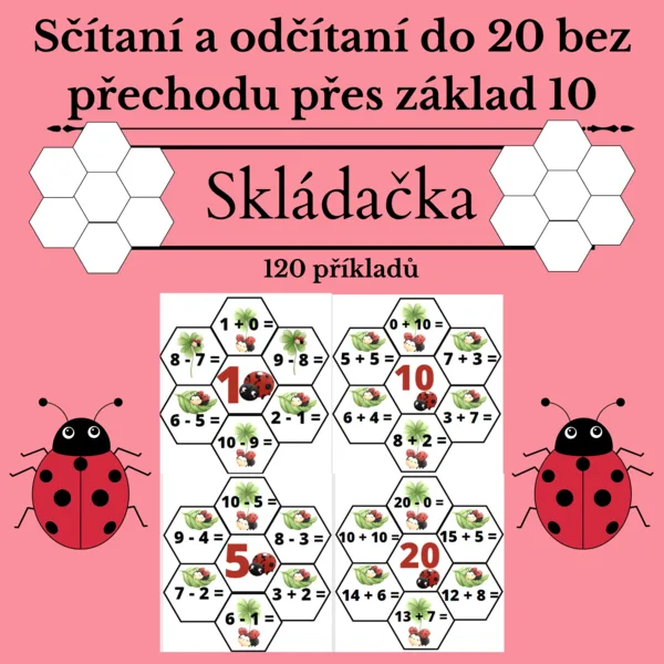 Berušky - sčítání a odčítání do 20 bez přechodu přes základ 10 1