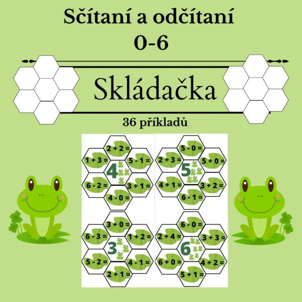 Žabky - sčítání a odčítání v oboru 0-6 1