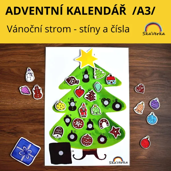 ADVENTNÍ KALENDÁŘ (A3) - vánoční strom s čísly 1