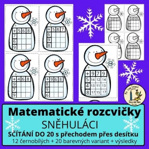 SNĚHULÁCI - sčítání s přechodem přes 10 1