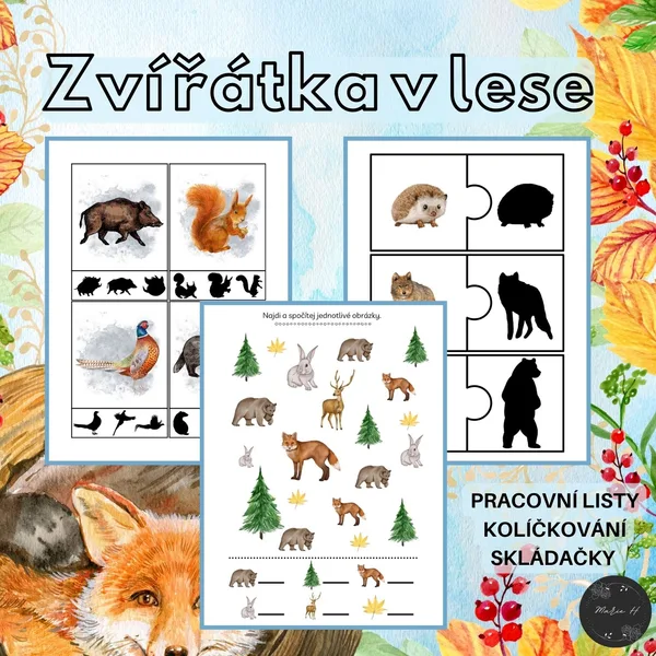Zvířátka v lese, soubor aktivit 1