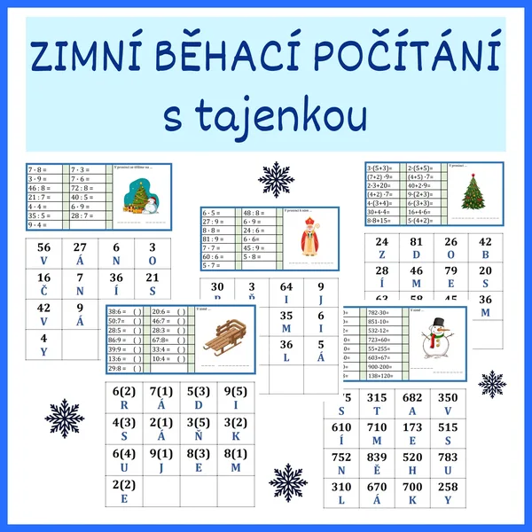 Zimní běhací počítání s tajenkou 1