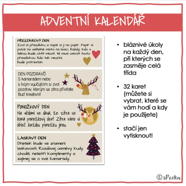 Úkoly pro adventní kalendář 1