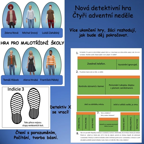 Detektivní hra Čtyři adventní neděle - 1. až 5. ročník komplet pro malotřídní školy 1