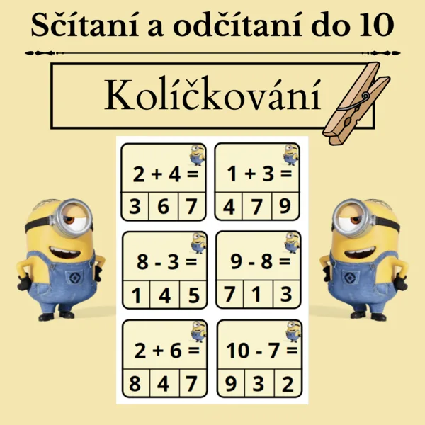 Kolíčkování - sčítaní a odčítaní 0-10 1