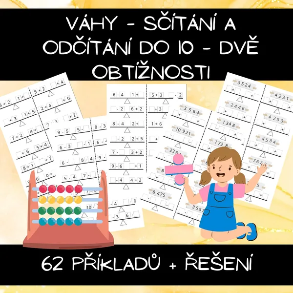 Váhy - sčítání a odčítání do 10 - dvě obtížnosti 1