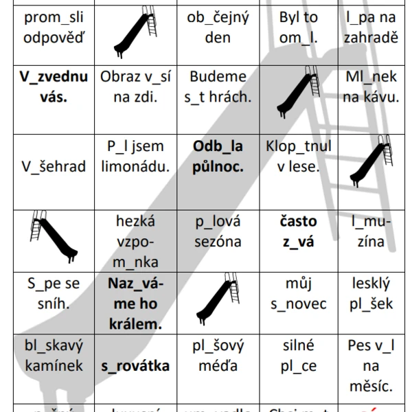 Didaktická hra Skluzavka 1