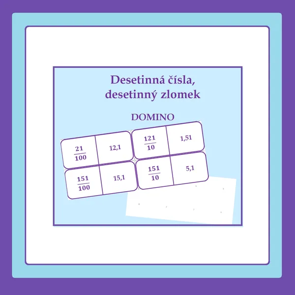 Desetinná čísla, desetinný zlomek - domino 1