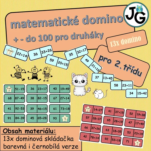 Matematické domino do 100 pro druháky 1
