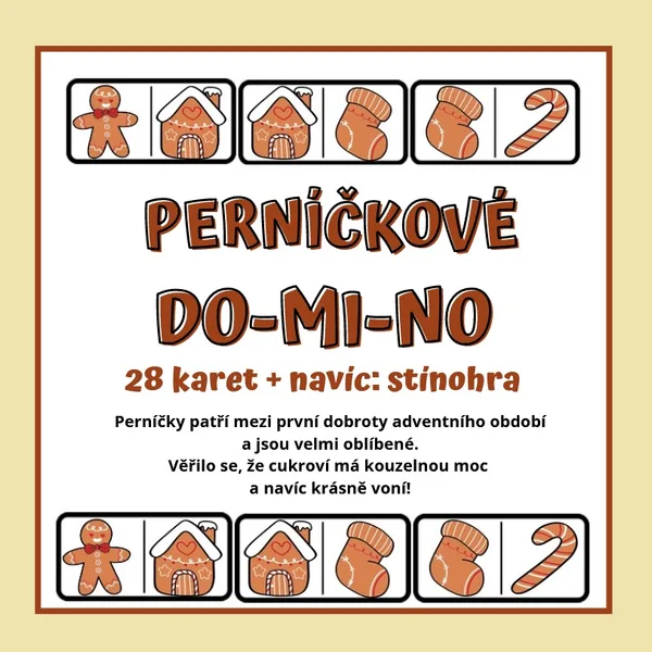Didaktická hra DOMINO - VÁNOČNÍ PERNÍČKY 1
