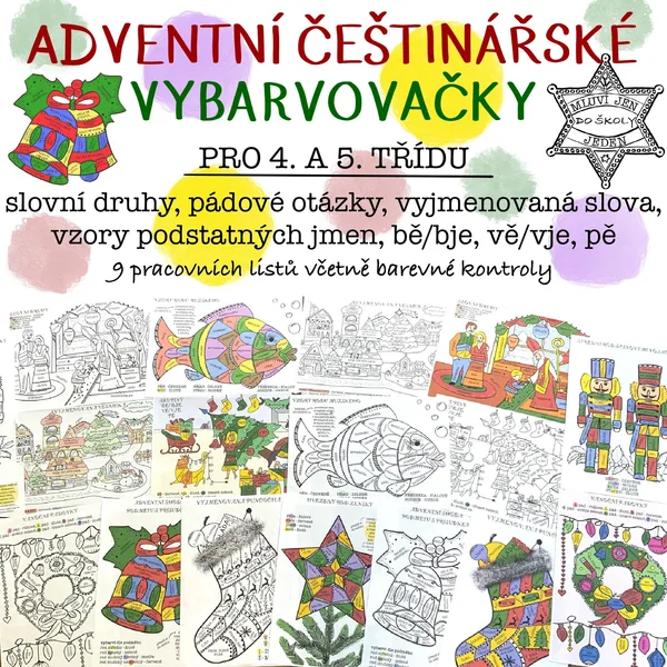 Adventní češtinářské vybarvovačky pro 4. a 5. třídu 1
