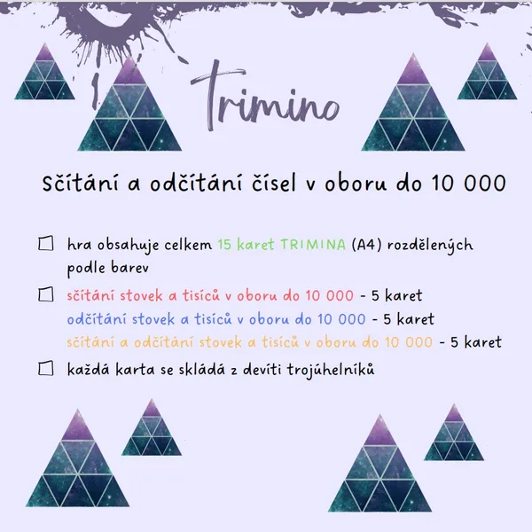 Trimino - sčítání a odčítání čísel v oboru do 10 000 1