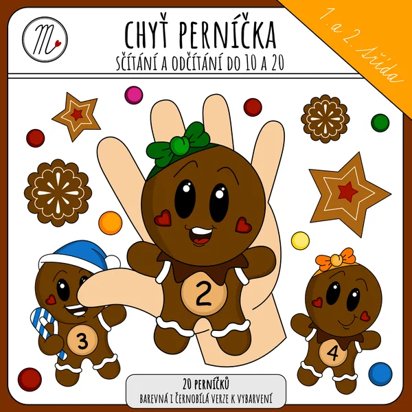 Chyť perníčka - sčítání a odčítání do 10 a 20 1