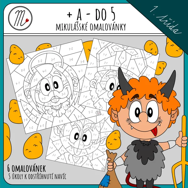 Mikulášské omalovánky + a - do 5 1