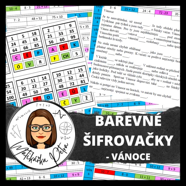 BAREVNÉ ŠIFROVAČKY Z MATEMATIKY - VÁNOCE 1