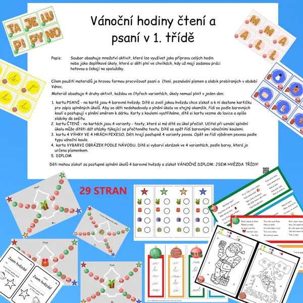 SPOUSTA VÁNOČNÍCH ÚKOLŮ ZE ČTENÍ A PSANÍ PRO VYUŽITÍ NA CELÝ TÝDEN 1