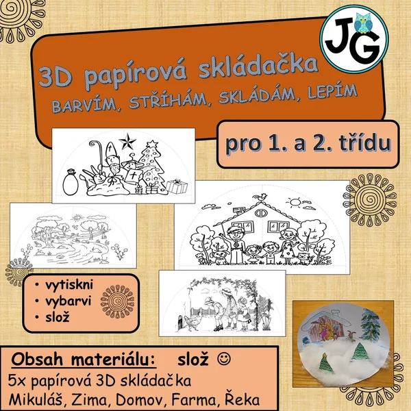 3D papírová skládanka - barvím, stříhám, lepím 1