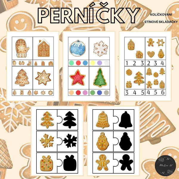 Perníčky, kolíčkování a stínové skládačky 1