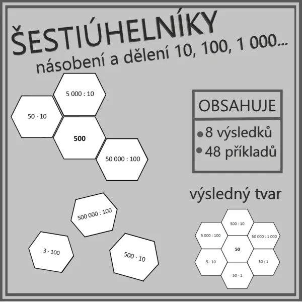 Násobení a dělení 10, 100, 1 000… - šestiúhelníky 1