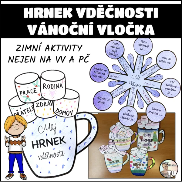 Vánoční vločka, hrnek vděčnosti (Vánoce, zima) 1