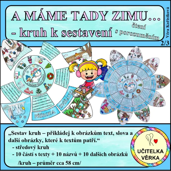 A MÁME TADY ZIMU… – čtení s porozuměním – kruh k sestavení 1