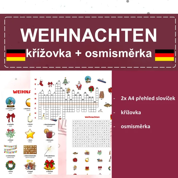 Weihnachten křížovka a osmisměrka 1