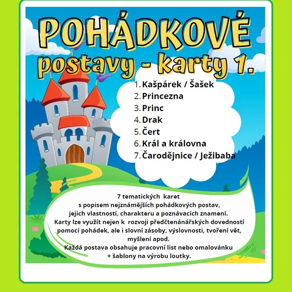 Pohádkové postavy - karty 1. 1