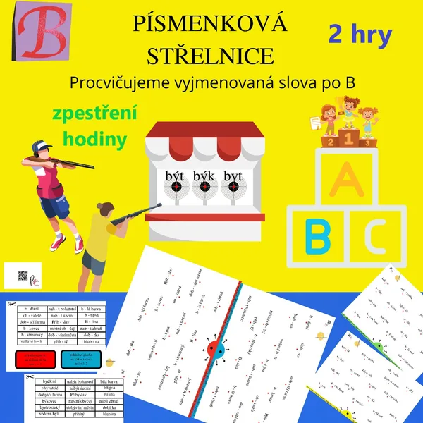 HRA DO TŘÍDY - PÍSMENKOVÁ STŘELNICE - VYJMENOVANÁ SLOVA - B 1