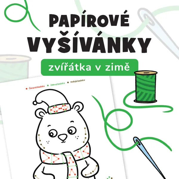 Papírové vyšívánky - zvířátka v zimě 1