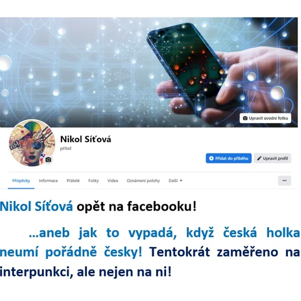 Nikol Síťová opět na facebooku. Oprav text! 1