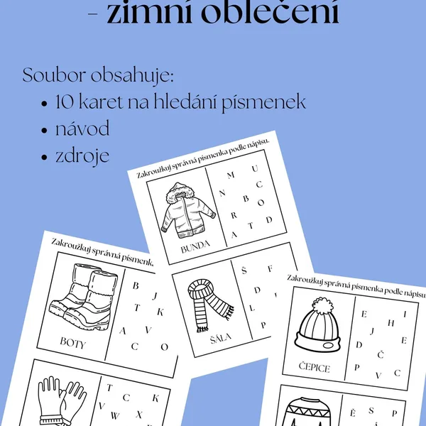 Učíme se písmenka - zimní oblečení 1