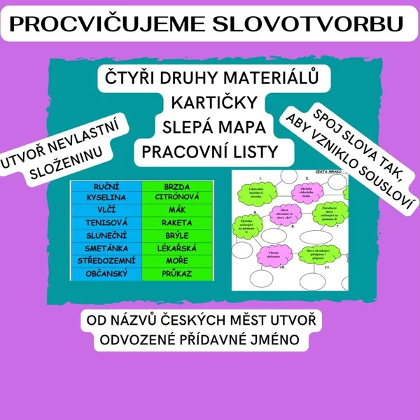 Slovotvorba - procvičujeme způsoby tvoření slov v češtině 1