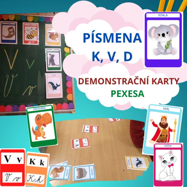 PÍSMENO D, K a V (pexeso, demonstrační karty) 1