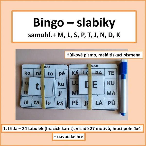 Bingo - slabiky (samohl., M, L, S, P, T, J, N, D, K) 1