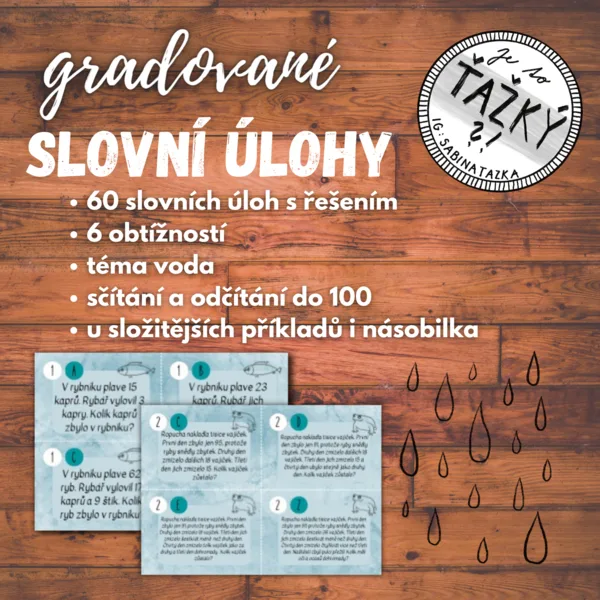 Gradované SLOVNÍ ÚLOHY na sčítání a odčítání do 100 1