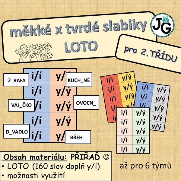Měkké a tvrdé souhlásky LOTO 1