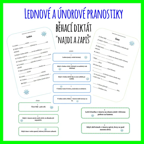 Běhací diktát - Lednové a únorové pranostiky 1