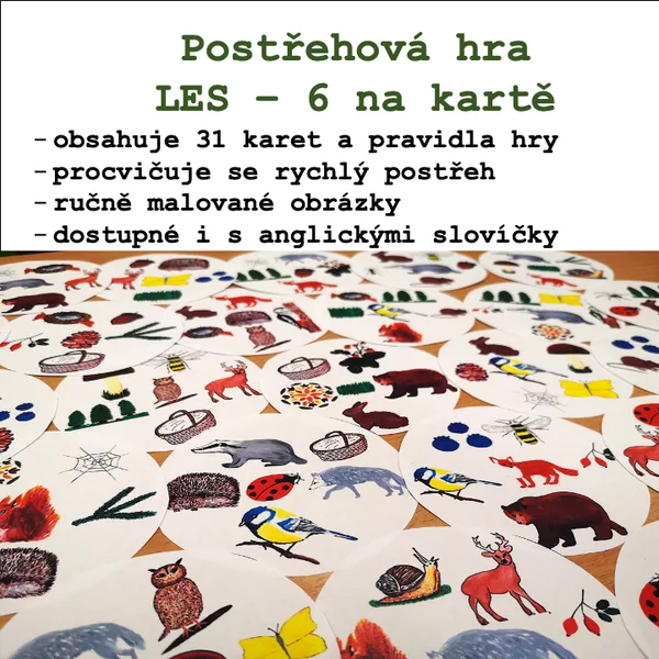Postřehová hra LES - 6 obrázků na kartě 1