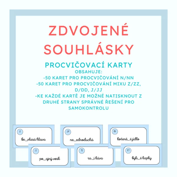 Zdvojené souhlásky - procvičovací karty 1