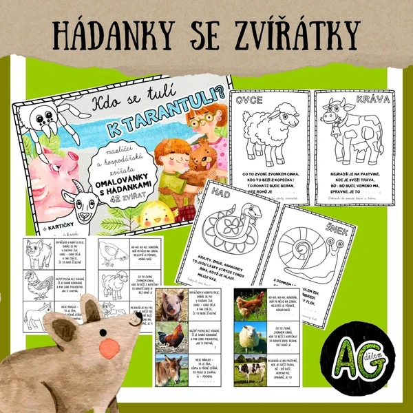 Autorské hádanky s omalovánkou - hospodářská zvířata a domácí mazlíčci 1