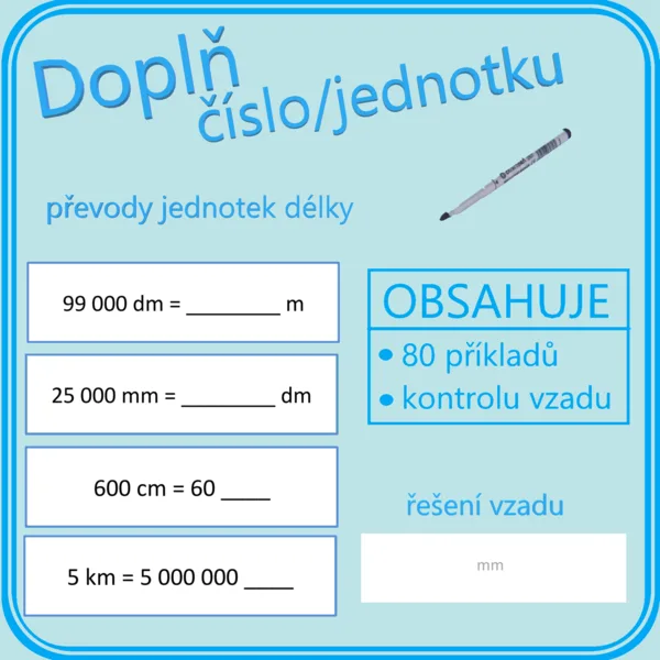 Doplň číslo/jednotku - jednotky délky  1
