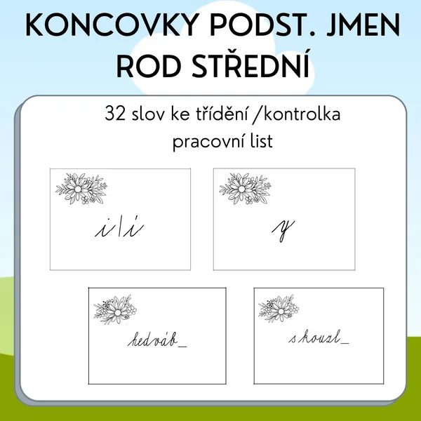 Koncovky podstatných jmen / rod střední 1