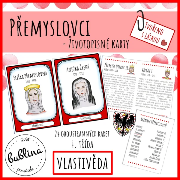 Přemyslovci - životopisné karty 1