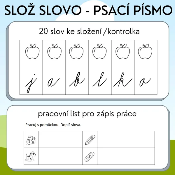 Slož slovo - psací písmo 1
